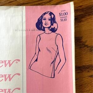 Vintage 1970s Sewing Pattern Stretch & Sew 350 Size XXS-2XL Sleeveless Top UNCUT